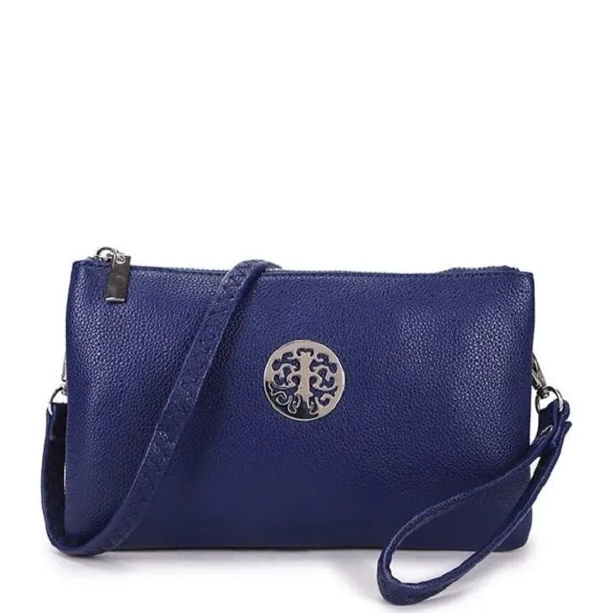 Women's Long & Son Medium Clutch, Wristlet, Shoulder, Cross-Body Bags 23321 - Navy Blue