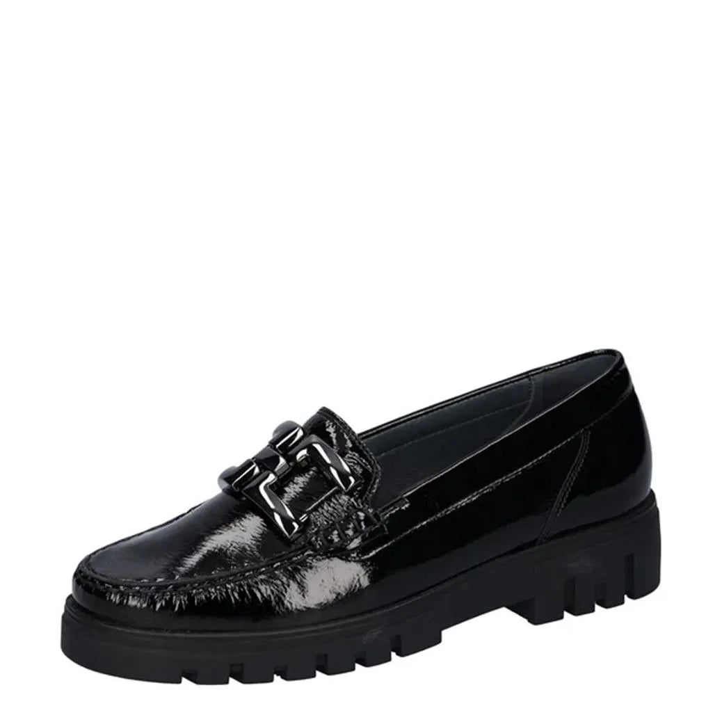 Women's Waldläufer 723508 143 001 H-Serena Patent Leather Loafer Shoes - Black