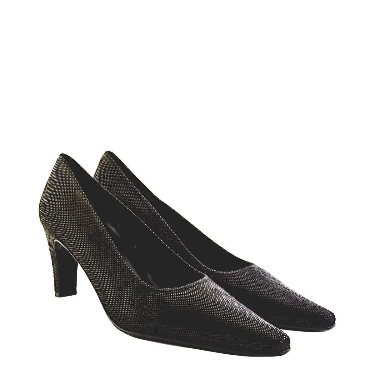 Women's EYE Mid Heel Leather Court Shoes F 73 - Black Snake