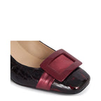 Women's Eye Croc Print Leather Court Shoes G 133 - Burgundy
