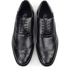 Men's GOOR 5 Eye Brogue Oxford Lace Up Shoes M370A - Black