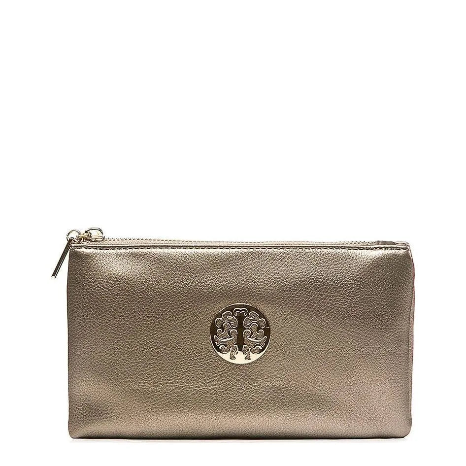 Women's Long & Son Small Clutch, Wristlet, Shoulder ,Cross-Body Bags 3141- Silver Gunmetal