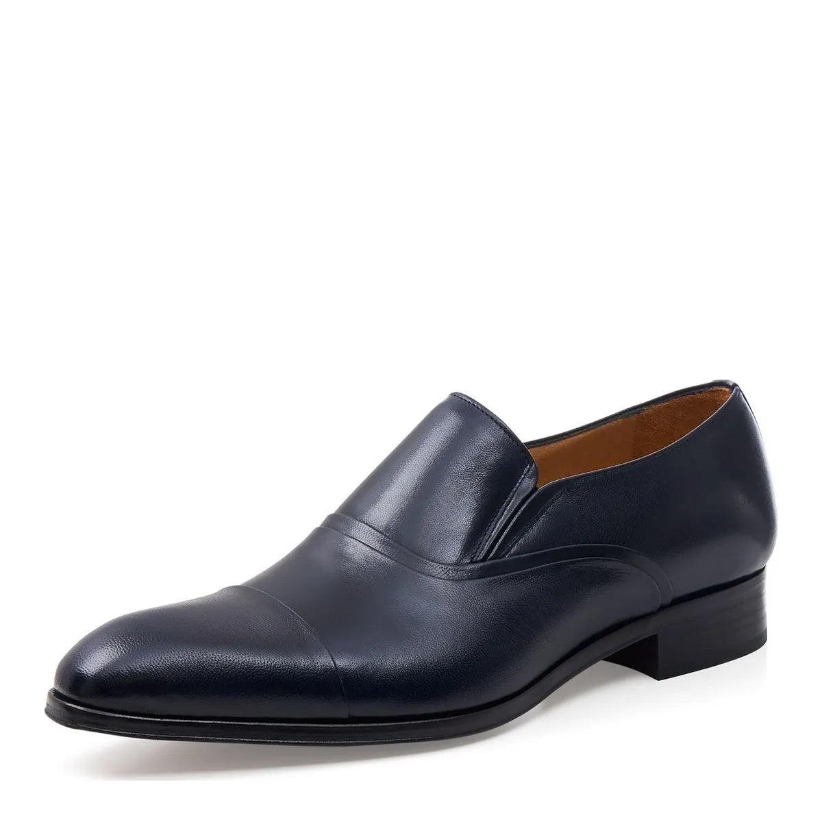Men's EYE Plain Slip-On Toe Cap Leather Shoes TS 35 - Navy