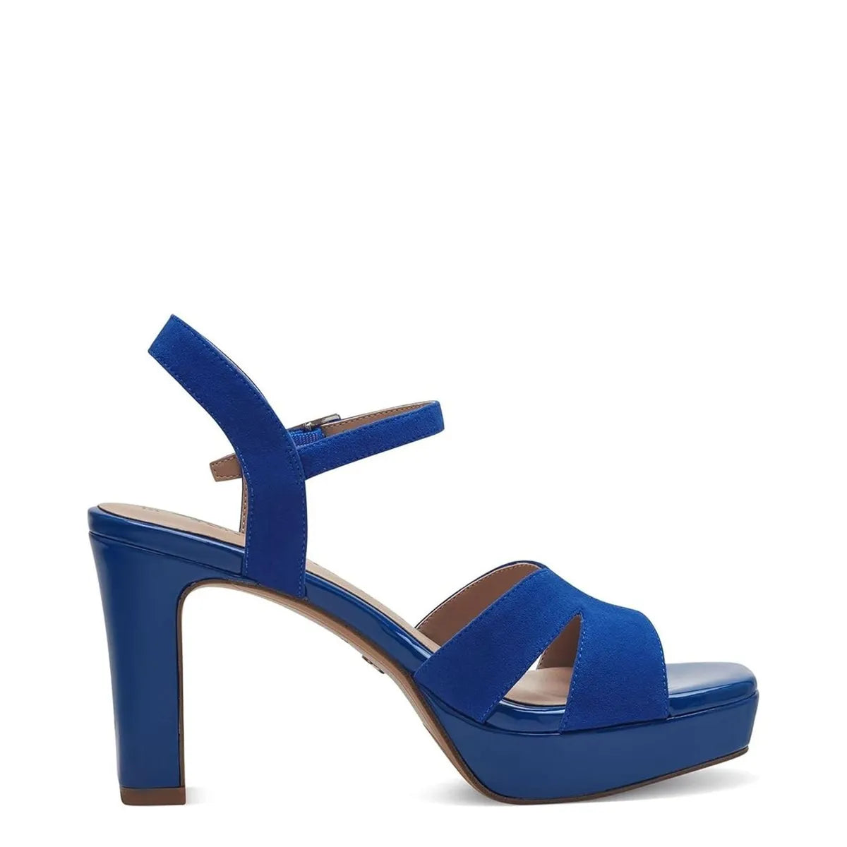 Women's Tamaris 1-28309-42 Strappy Leather Heeled Sandals - Royal Blue