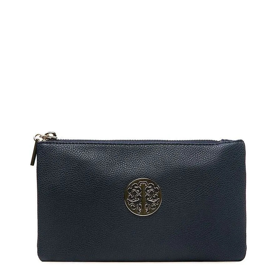 Women's Long & Son Small Clutch, Wristlet, Shoulder, Cross-Body Bags 3141- Navy