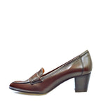 Women's EYE Pointed Toe Polished Leather Loafer Shoes F 107 - Brown
