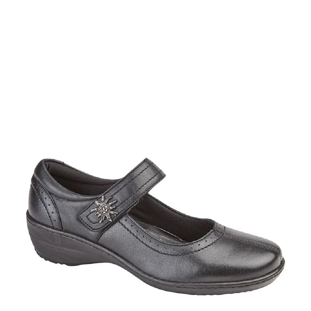 Women's MOD COMFYS Wide Fitting Mary Jane Velcro Shoes - Black