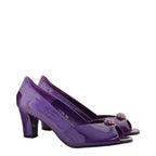 Women's Eye Peep-Toe Mid-Heel Patent Leather Court Shoes L 44 - Purple