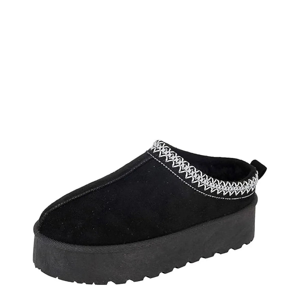 Women's Cipriata L570 Danilla Braided Cuff Platform Mule with Faux Fur Lining - Black