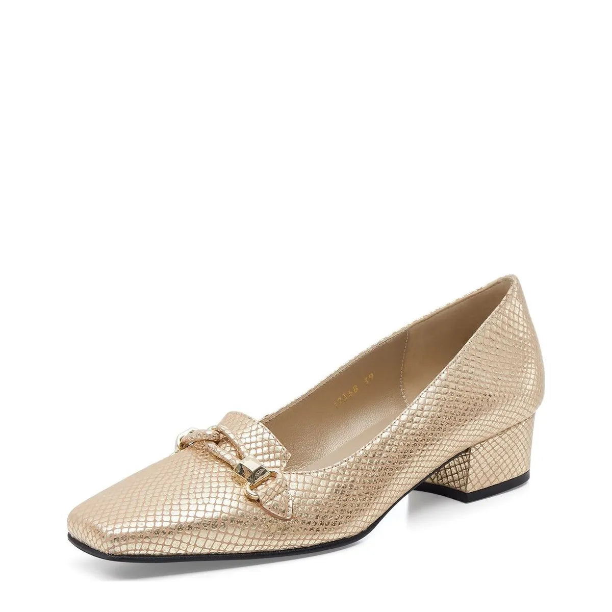 Women's EYE Horse Bit Trim Leather Loafer Shoes G 127- Gold