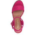Women's Tamaris 1-28300-20 Vegan Espadrille Wedge Sandals - Fuchsia