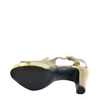 Women's EYE Strappy High Heel Leather Sandals L 40 - Gold