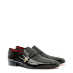 Men's VITELO Slip-On Leather Shoes with Trim Detail TS 42 - Black Patent