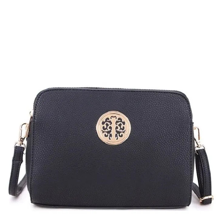 Women's Long & Son Medium Shoulder & Cross Body Hand Bags D1585-1 - Black