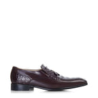 Men's VITELO Croc Print Leather Slip On Shoes TS 11- Burgundy