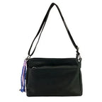 Women's Long & Son Lightweight Nylon Cross Body & Shoulder Hand Bag XY6663 - Black