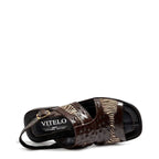Men's VITELO Zebra & Ostrich Print Leather and Hair Calf Sandals TS 33 - Brown