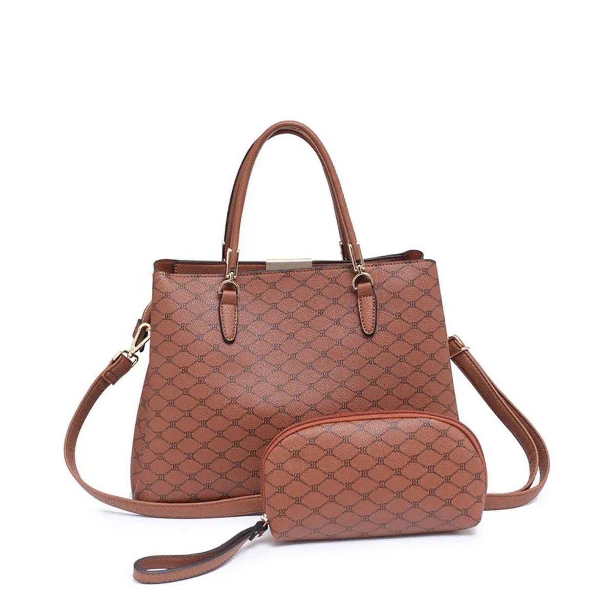 Women's Bessie London Logo Print 2 Piece Tote Bags BH5000 - Brown
