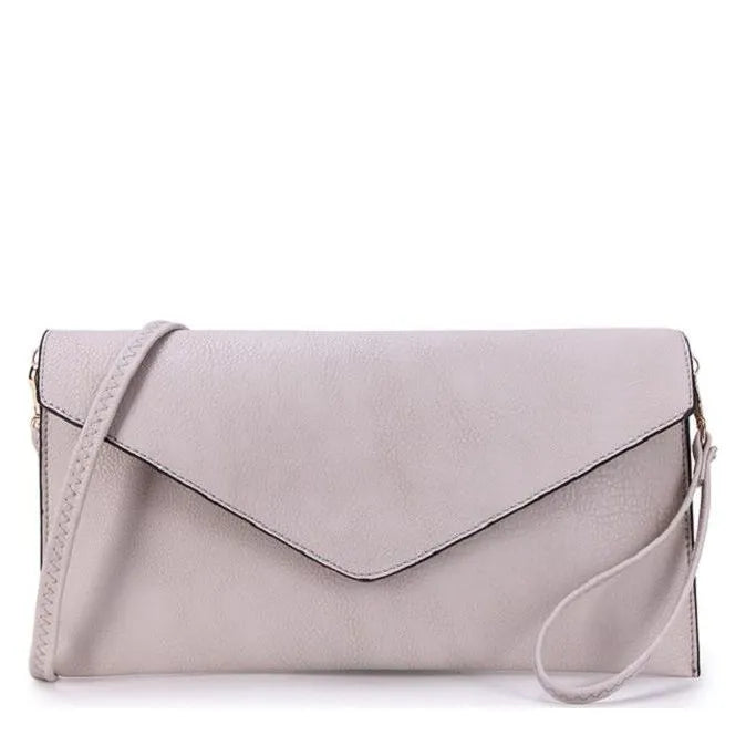 Women's Long & Son Envelope Style, Wristlet, Shoulder, Clutch Bags 120343 - Light Grey