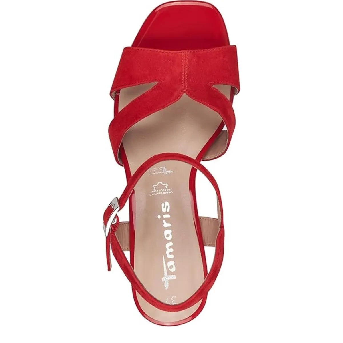 Women's Tamaris 1-28309-42 Strappy Leather Heeled Sandals - Red