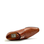 Men's VITELO Snake Print Leather Monk Shoes M 36 - Tan