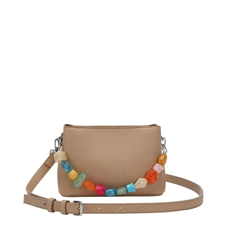 Women's Long & Son Small Top Handle Decorative Cross Body Bag XY6671 - Khaki