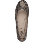 Women's Jana 8-22163-41 Vegan Ballet Flat Pump Shoes JA 1 - Taupe Snake