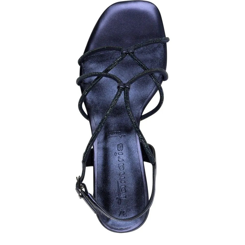 Women's Tamaris 1-28236-42 Vegan Block Heeled Strappy Sandals - Navy