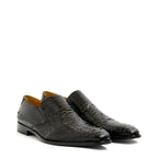 Men's EYE Exotic Python Snake Skin Leather Slip-On Shoes TS 43 - Black