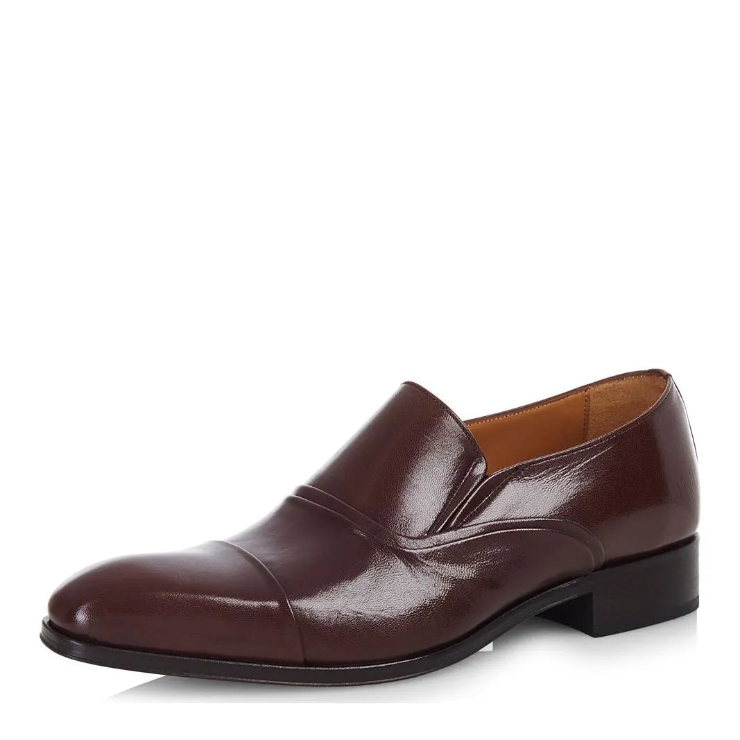 Men's EYE Plain Slip-On Toe Cap Leather Shoes TS 35 - Brown