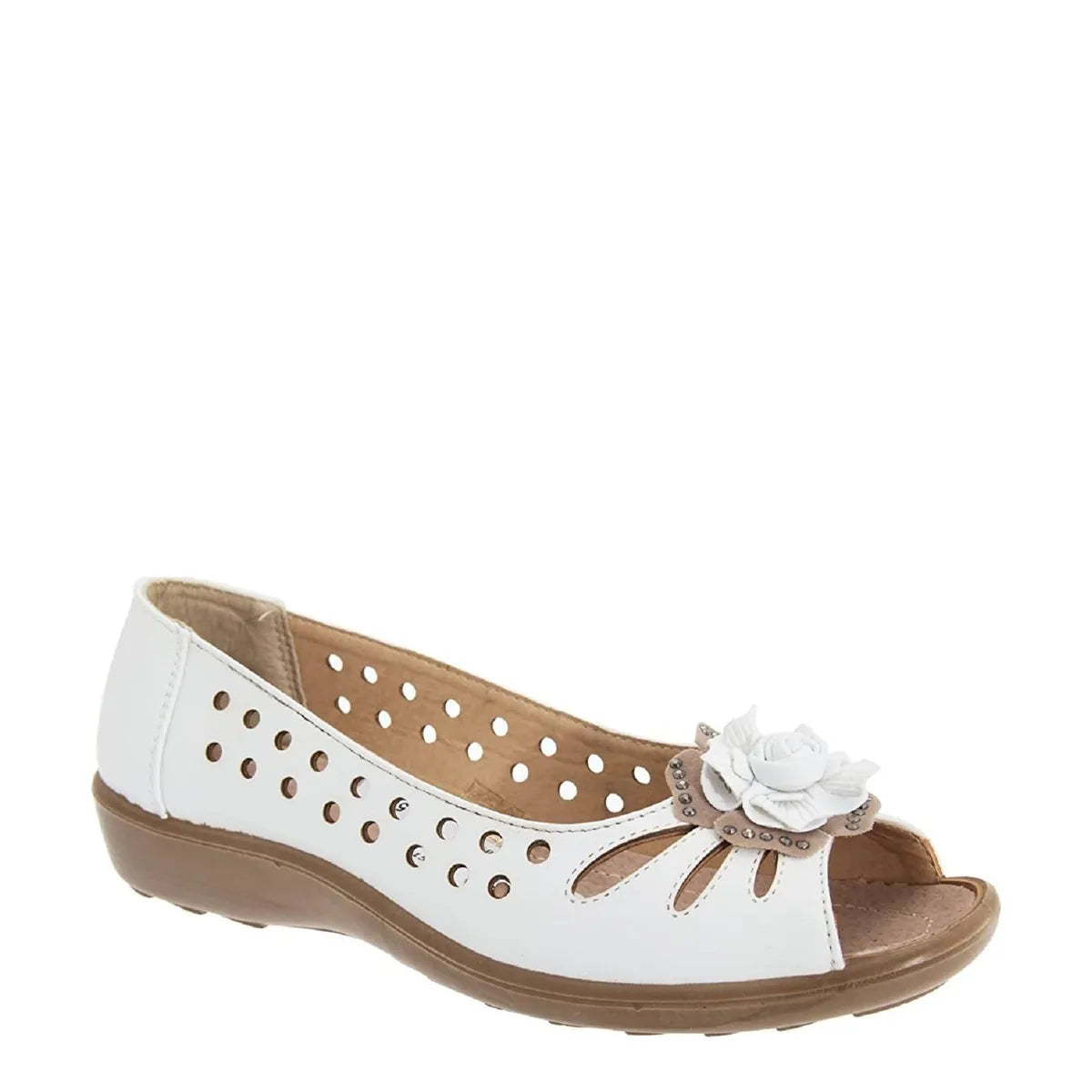 Women's Boulevard Petal Flower Peep Toe Sandals - White