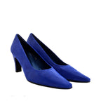 Women's EYE Mid Heel Leather Court Shoes F 73 - Royal Blue Snake