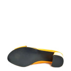 Women's EYE Cross Over Block Heel Leather Mule Sandals L 47 - Mustard Patent