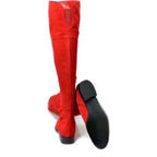 Women's EYE Over The Knee Leather Suede Thigh Boots J 26 - Red