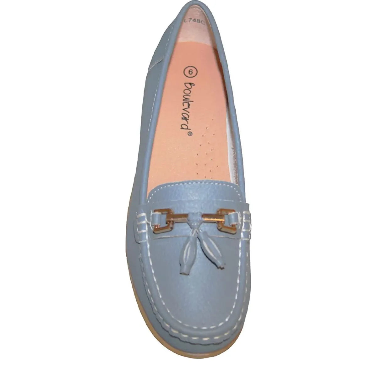 Women's Boulevard L 748 Leather Tassel Loafer Shoes - Baby Blue