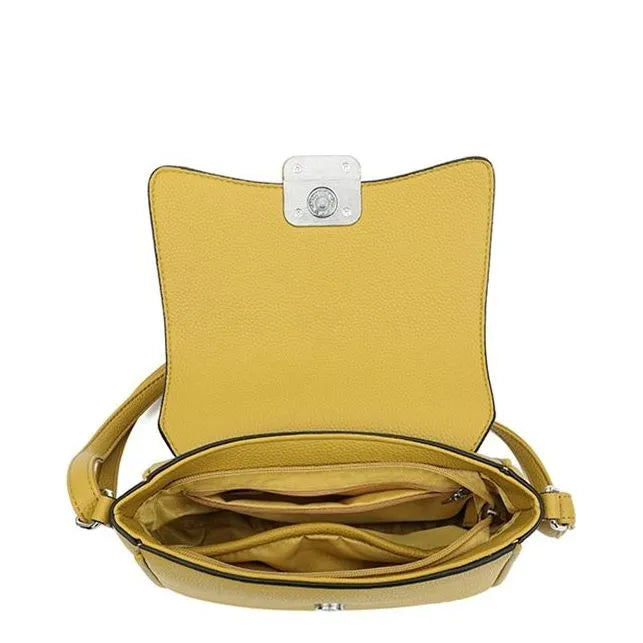 Women's Long & Son Cross Body & Shoulder Hand Bag S-082 - Light Yellow