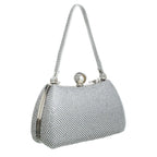 Women's Bessie HB1054 Vintage Top Handle Evening Clutch Bag - Silver