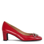 Women's Eye Decorative Trim Leather Court Shoes G 131 - Red