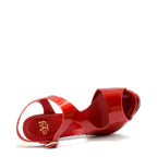 Women's EYE Strappy High Heel Leather Sandals L 40 - Red Patent