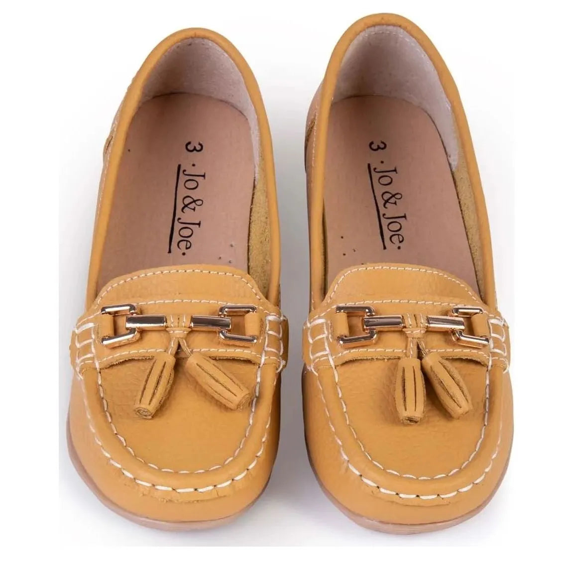 Women's Jo & Joe Nautical Leather Tassel Loafer Shoes - Mustard