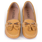 Women's Jo & Joe Nautical Leather Tassel Loafer Shoes - Mustard