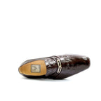 Men's VITELO Croc Print Leather Slip-on Shoes M 17 - Brown