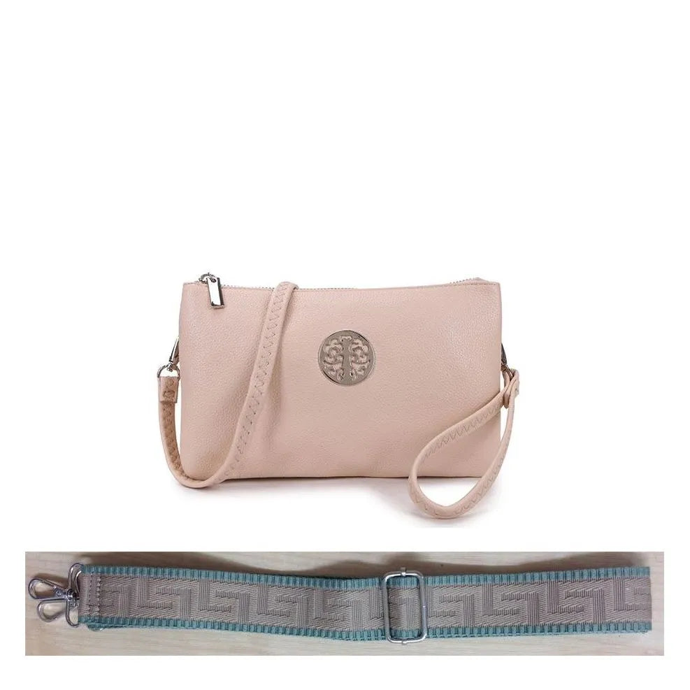 Women's Long & Son Medium Clutch, Wristlet, Shoulder, Cross-Body Bag with Additional Straps 23353 - Taupe