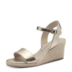 Women's Tamaris 1-28300-20 Vegan Espadrille Wedge Sandals - Light Gold