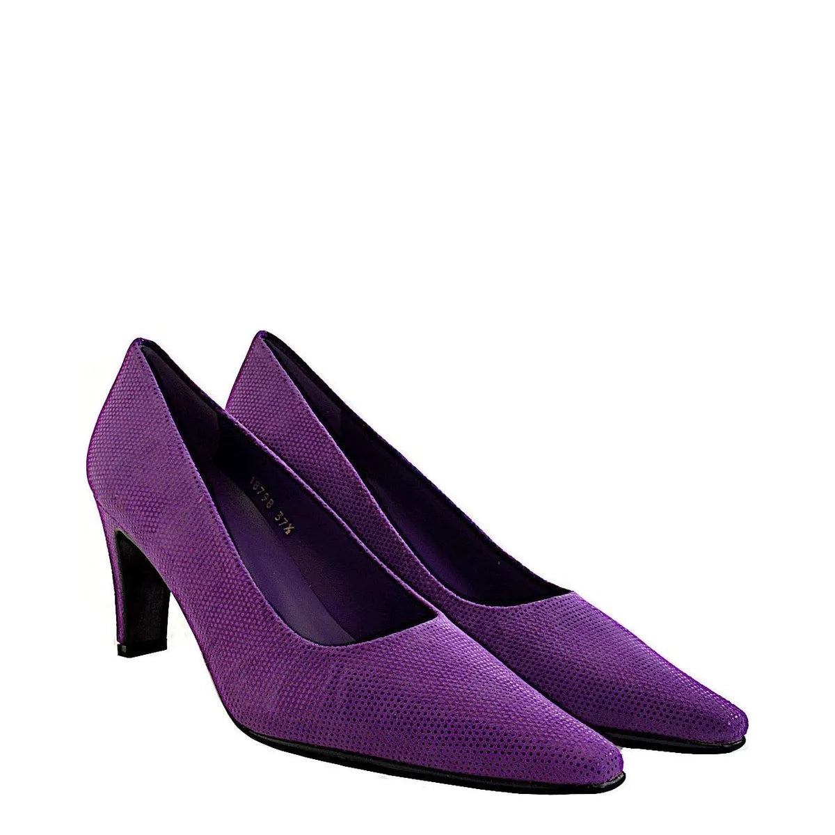 Women's EYE Mid Heel Leather Court Shoes F 73 - Purple Snake