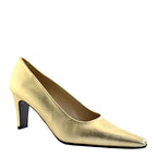 Women's EYE Mid Heel Leather Court Shoes F 73 - Gold