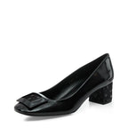 Women's EYE Mid Heel Patent Leather Court Shoes G 128 - Black Patent