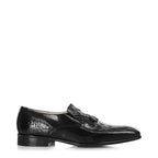 Men's VITELO Croc Print Leather Slip On Shoes TS 11- Black
