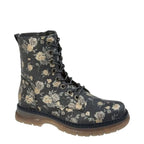 Women's Cipriata Annetta L310 Mid Calf 8 Eyelet Floral Lace-Up Boots - Black / Bronze