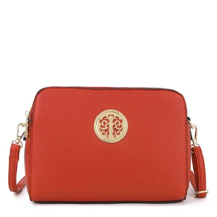 Women's Long & Son Medium Shoulder & Cross Body Hand Bags D1585-1 - Orange